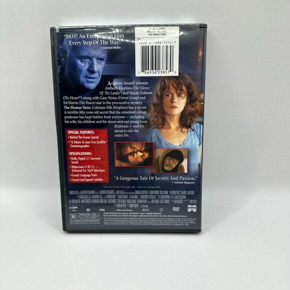 The Human Stain Anthony Hopkins Nicole Kidman R Showtime Video DVD Drama R Rated - Picture 2 of 3